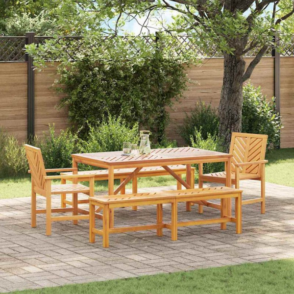 vidaXL Garten Essgruppe, 5er Set, Braun 150 x 90 x 74 cm Akazie Massivholz, 3154113