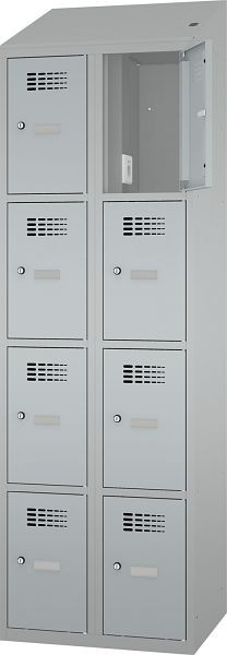 Eurobox Garderobenspind, 2 Abteile 8 Fächer, mit Steckdose, 300 mm, 1200-030204