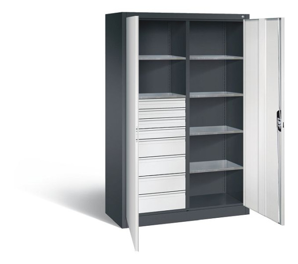 C+P Werkzeugschrank Acurado, H1950xB1200xT500mm, Farbe: Schwarzgrau / Lichtgrau, Muldengriff, 8931-305 S10281