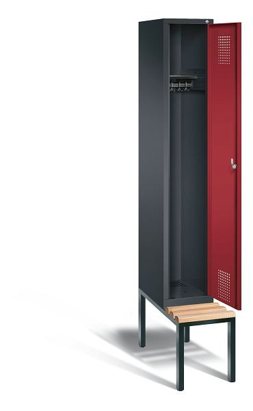 C+P Garderobenschrank Evolo, H2090xB320xT815mm, Farbe: Schwarzgrau / Rubinrot, 48050-10 S10048