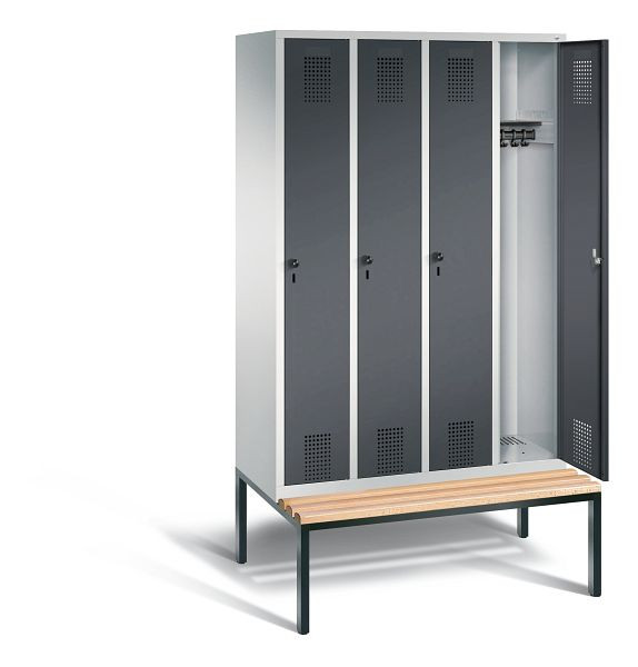 C+P Garderobenschrank Evolo, H2090xB1190xT815mm, Farbe: Lichtgrau / Schwarzgrau, 48050-40 S10006
