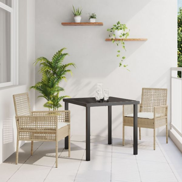 vidaXL Gartenstühle 2 Stück mit Kissen Beige Poly Rattan, 42003449