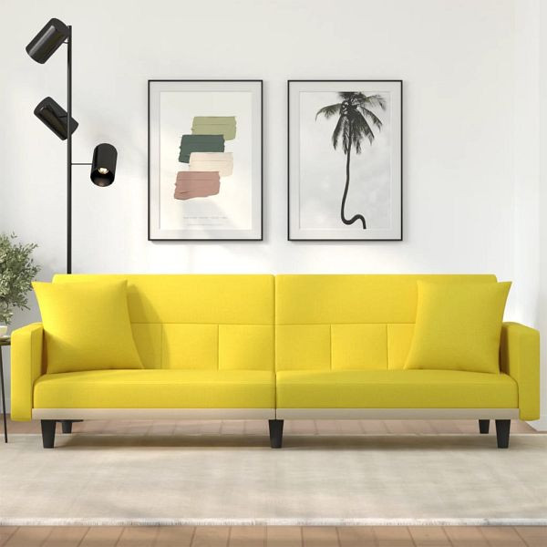 vidaXL Schlafsofa mit Kissen Hellgelb Stoff, 351879, 8720845733773