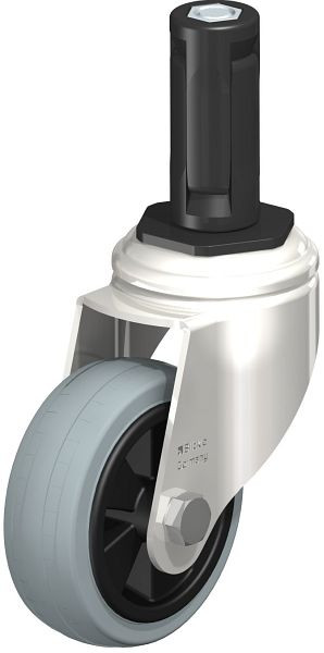 Blickle LKRXA-VPA 80G-11-EXR13 Edelstahl-Apparate-Lenkrolle mit Expander, Vollgummi, Grau, 853248