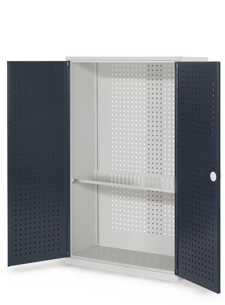 Kappes RasterPlan Werkzeugschrank Modell 3 410, H1600 x B1000 x T410 mm, RAL 7035/7016, Türinnenseite: RasterPlan Lochplatte, 1 Fachboden, 1335.01.3024