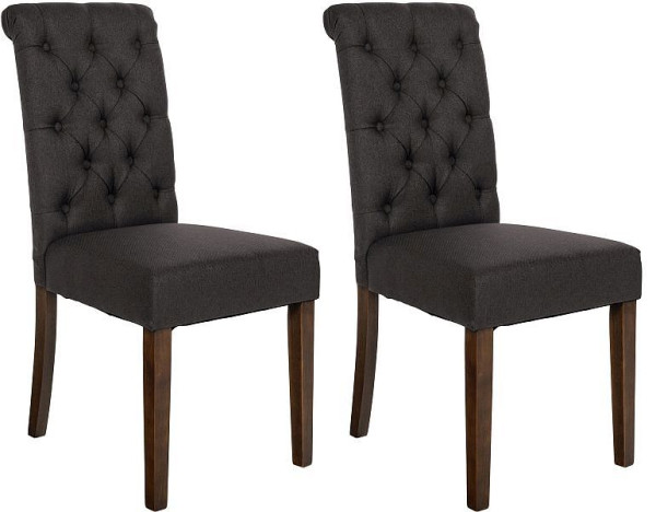 CLP 2er Set Esszimmerstühle Lisburn Stoff, schwarz, 322767