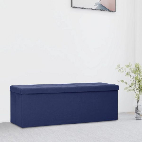 vidaXL Faltbare Sitzbank mit Stauraum Blau Leinenoptik, 338795