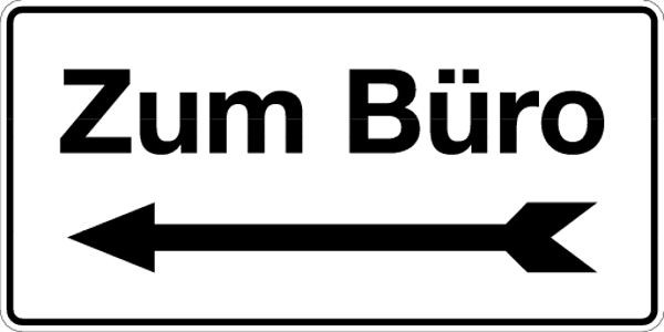 Schilder Klar Gebäudekennzeichnung Zum Büro links, 300x150x0.45 mm Aluminium geprägt, 60/00