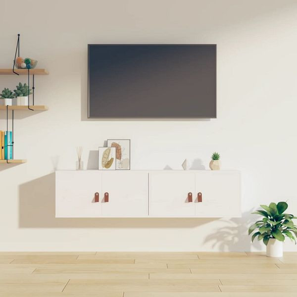 vidaXL Wandschränke 2 Stück Weiß 60x30x30 cm Massivholz Kiefer, 818368