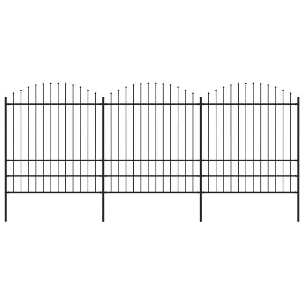 vidaXL Gartenzaun mit Speerspitzen Stahl (1,75 - 2) x 5,1 m Schwarz, 277750