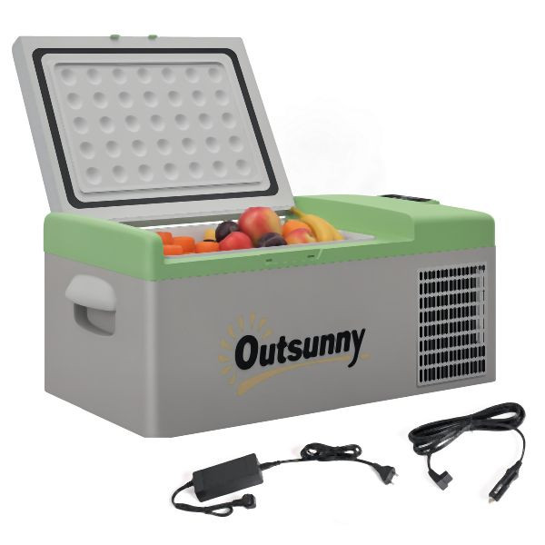 Outsunny Kompressor Kühlbox, 60L x 32B x 26H cm, Grau, C00-041V90GN, 4255633570291