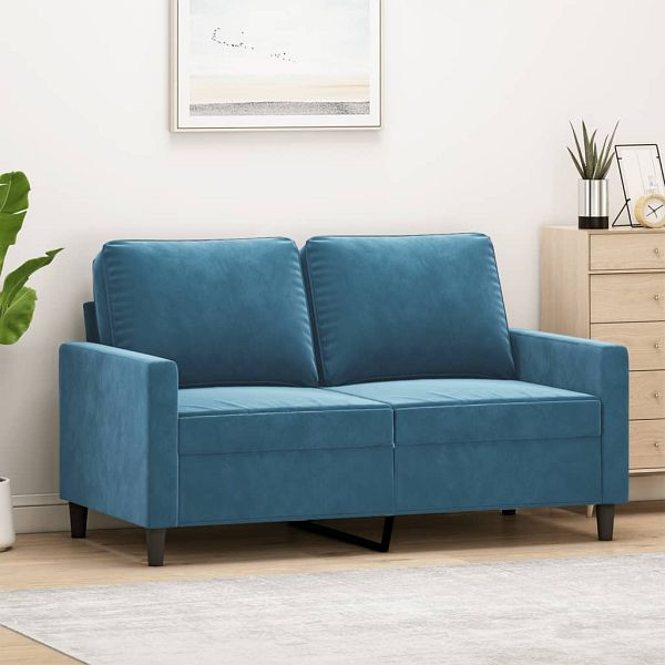 vidaXL 2-Sitzer-Sofa Blau 120 cm Samt, 359198, 8721012139244