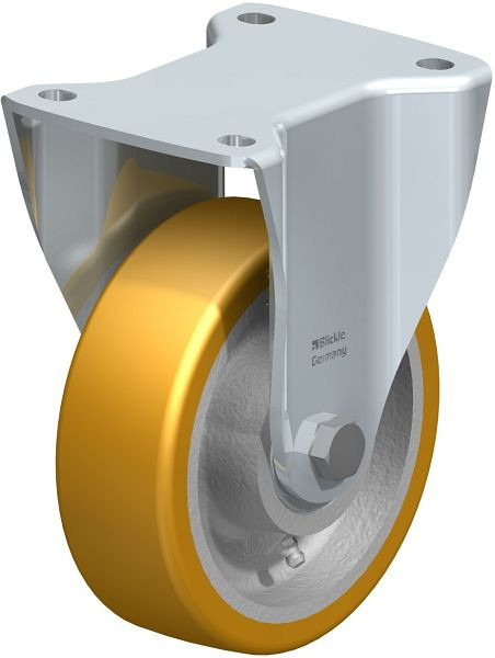 Blickle BH-GTH 150K Stahlblech-Bockrolle, Schwerlast-Ausführung, mit Anschraubplatte, Blickle Extrathane®, Hellbraun, 267096