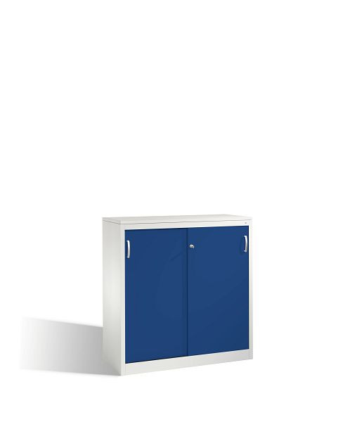 C+P Sideboard mit Schiebetüren Acurado, H1200xB1200xT500mm, Farbe: Lichtgrau / Enzianblau, Bügelgriff, 3 OH, 2057-1200 S10059