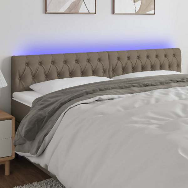 vidaXL LED Kopfteil Taupe 180x7x78/88 cm Stoff, 3121966