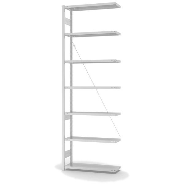 hofe Fachboden-Anbauregal, 3000x300x1000 mm, 7 Fachebenen, RAL 7035, 150 kg Fachlast, 1700 kg Feldlast, einseitige Bedienung, HKA30310XL