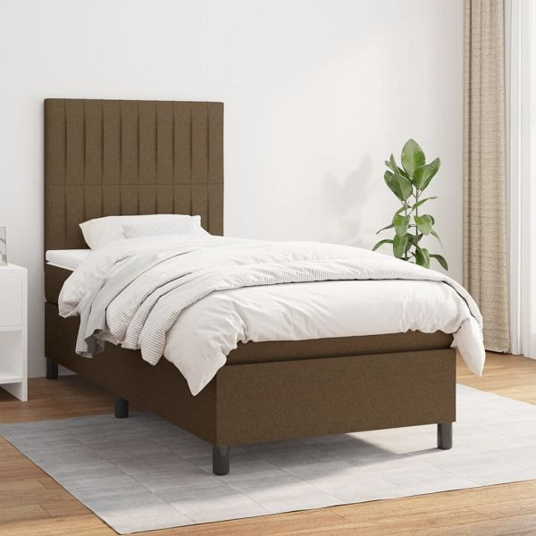 vidaXL Boxspringbett mit Matratze Dunkelbraun 90x200 cm Stoff, 3141908