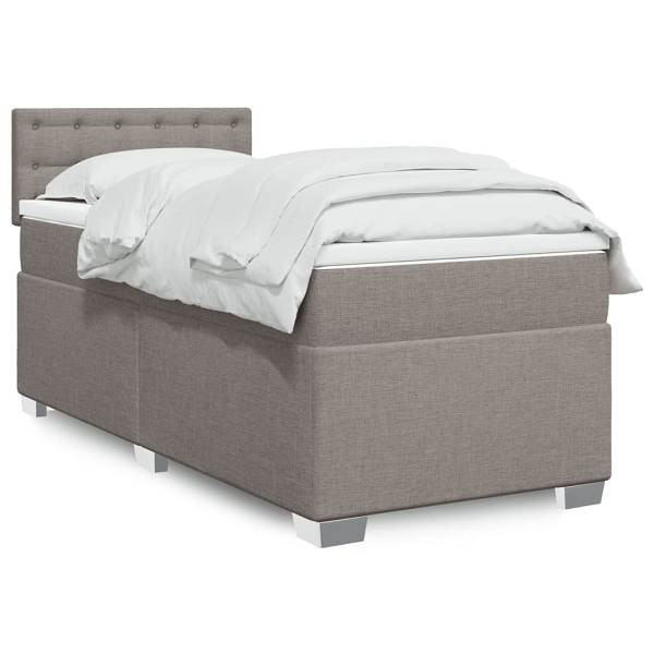 vidaXL Boxspringbett mit Matratze Taupe 100x200 cm Stoff, 3288117