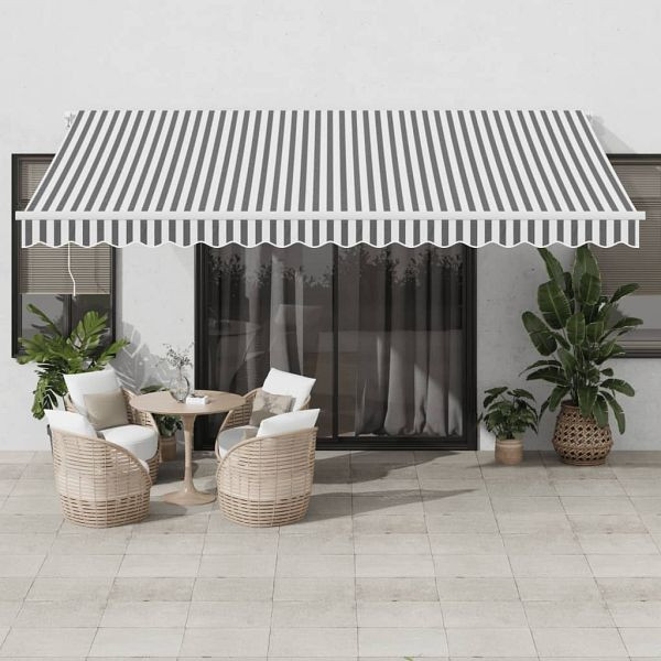 vidaXL Markise Automatisch mit LED Anthrazit & Weiß 450x350 cm, 3215799