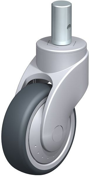 Blickle LWG-TPA 101K-FK-ZA55 Kunststoff-Lenkrolle WAVE mit Zapfen, Thermoplastisches Gummi-Elastomer, Grau, 744795