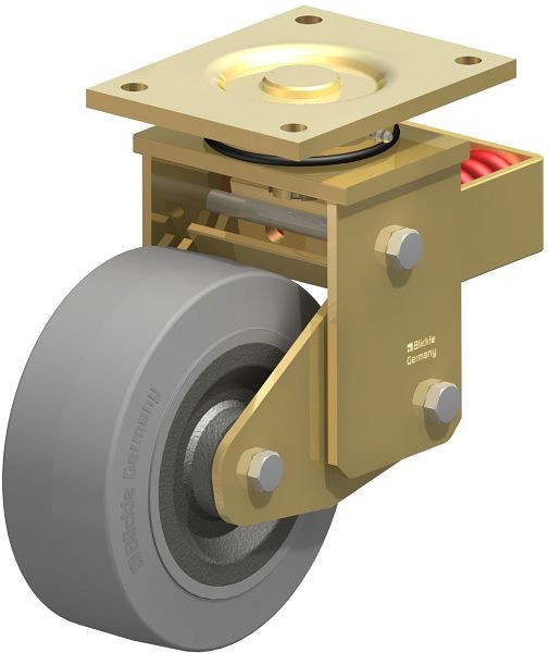 Blickle LSFN-SE 202K-SG Stahlgeschweißte Schwerlast-Lenkrolle mit Stahlfeder, Elastik-Vollgummi, Grau, 682773