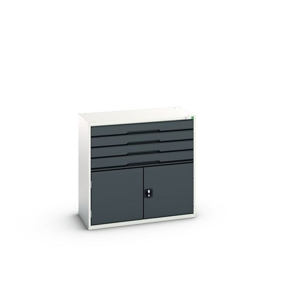 bott verso Schubladenschrank mit Flügeltür, mit 4 Schubladen und Fachboden, BxTxH: 1050 x 550 x 1000 mm, Lichtgrau / Anthrazitgrau, 16925265.19
