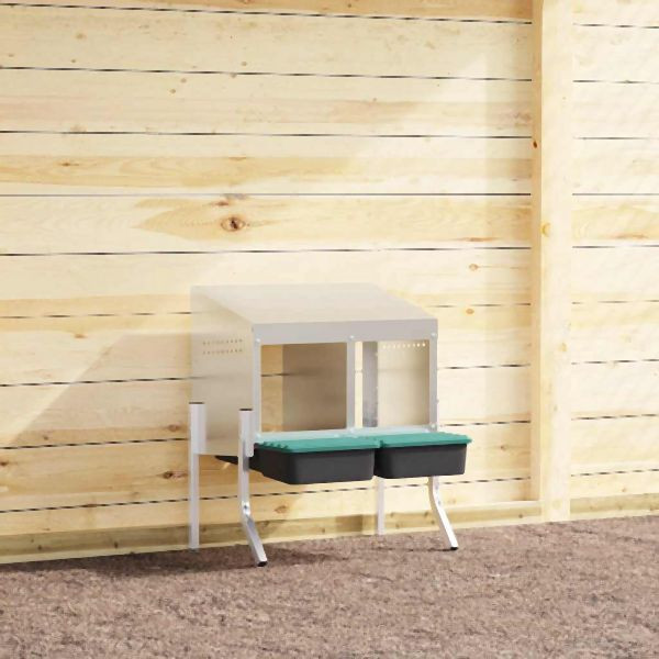 vidaXL Hühner-Nistkasten 2 Fächer mit Beinen Verzinkter Stahl, 4104895