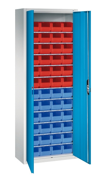 C+P Magazinschrank Serie 13, H1980xB700xT300mm, 7035/5012, Einlegeböden 11, 133113-21 S10129