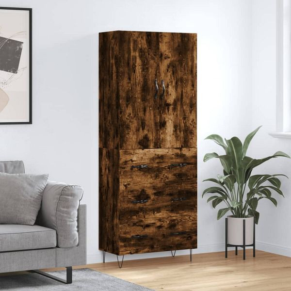 vidaXL Highboard Räuchereiche 69,5x34x180 cm Holzwerkstoff, 3198086