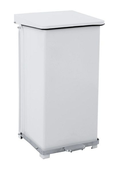 Deskin Industrieller Tret-Abfallsammler V27, Stahl pulverbeschichtet, weiß, H 770 x B 440 x T 440 mm, 265705