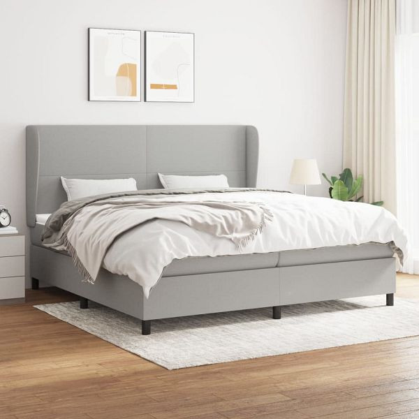 vidaXL Boxspringbett mit Matratze Hellgrau 200x200 cm Stoff, 3127829