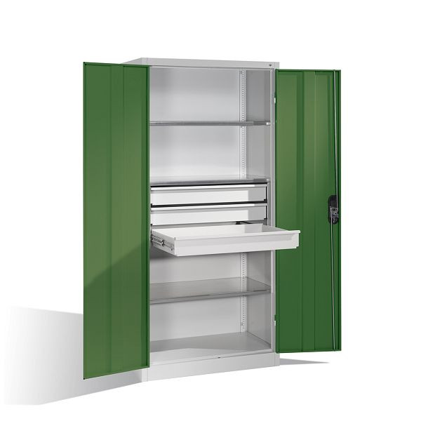 C+P Werkzeugschrank Acurado, H1950xB930xT500mm, Farbe: Lichtgrau / Resedagrün, Muldengriff, 8921-5030 S10151
