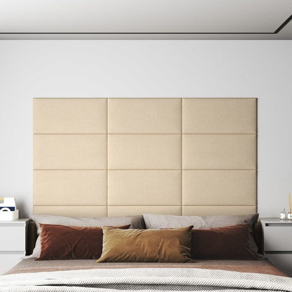 vidaXL Wandpaneele 12 Stück Creme 60x30 cm Stoff 2,16 m², 343844