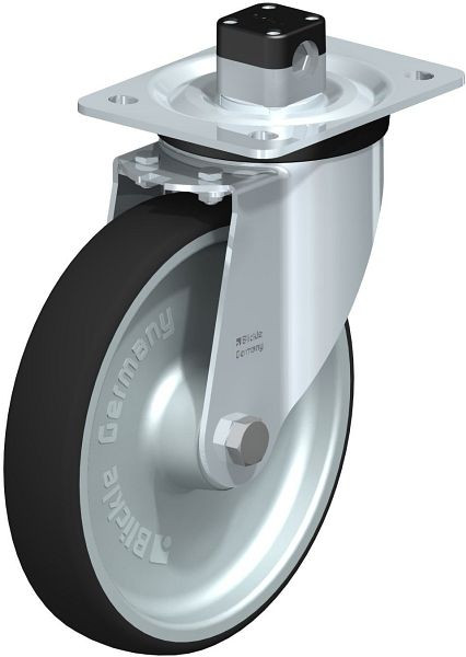 Blickle L-PATH 200R-CS11 Stahlblech-Lenkrolle, mittelschwere Ausführung, mit Anschraubplatte & Zentralfeststeller, Thermoplastisches Polyurethan, 852217