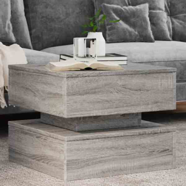 vidaXL Couchtisch mit LED-Leuchten Grau Sonoma 50x50x40 cm, 839859