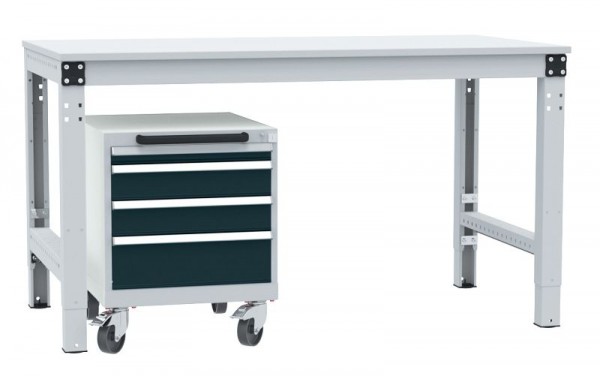 Manuflex Schubfachschrank BASETEC mobil, Nutzhöhe 400 mm mit 4 Schubfächern, in anthrazit RAL 7016, Anthrazit, SP1193.7016