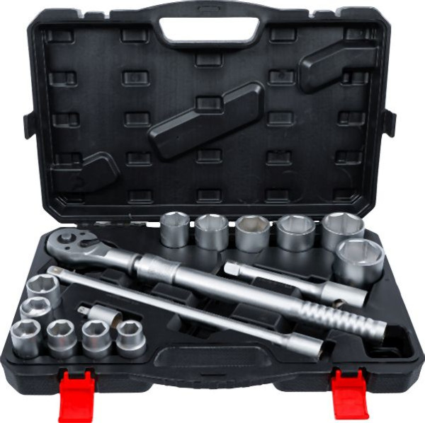 BGS Steckschlüssel-Satz, mit Umschaltknarre, ausziehbar, Antrieb 20 mm (3/4"), SW 19 - 50 mm, 16-teilig, 71024