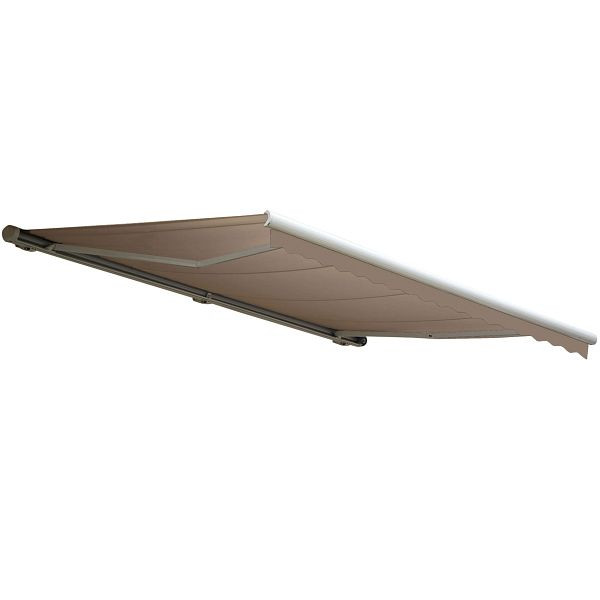 Mendler Elektrische Kassetten-Markise T122, Vollkassette Volant 4x3m, Polyester Sand, 58226+34432+62474