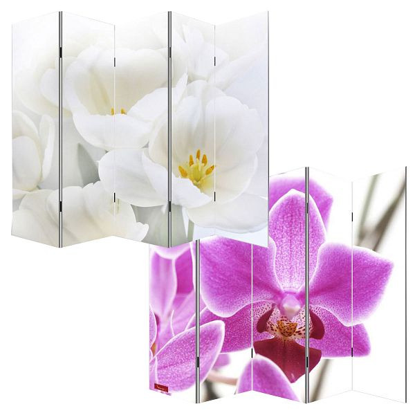 Mendler Foto-Paravent Paravent Raumteiler Trennwand M68, 180x200cm, Orchidee, 15692