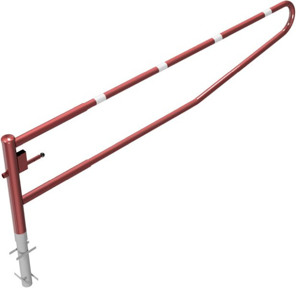 Schake Drehbare Gatterschranke, zum Einbetonieren, feuerverzinkt und rot beschichtet, Gesamtbreite: 3500 mm, mit Profilzylinderschloss, 413_351ZB