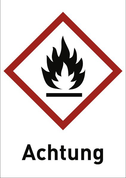 Moedel Entzündbar (GHS 02) Achtung, Folie, 37x52 mm, VE: 6 Stück/Bogen, 56348