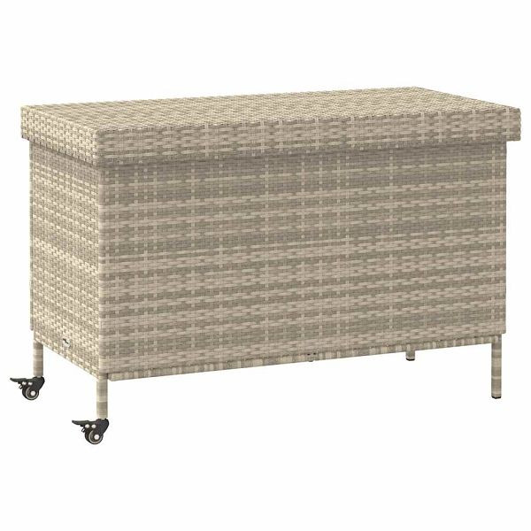 vidaXL Gartentruhe mit Rollen Hellgrau 110x55x73 cm Poly Rattan, 4103830