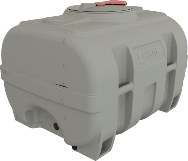 Cemo PE-Fass 600 l kofferförmig, mit Klappdeckel 380 Signalgrau RAL7004, 12243
