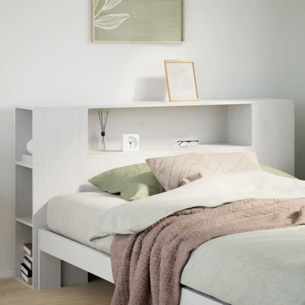vidaXL Kopfteil mit Stauraum Weiß 135 cm Massivholz Kiefer, 855634