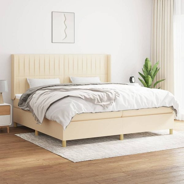 vidaXL Boxspringbett mit Matratze Creme 200x200 cm Stoff, 3132182