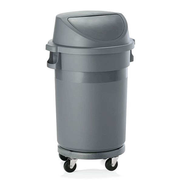 WAS Abfallbehälter mit Push-Deckel & Rädern, 80 Liter, Polypropylen, 9219801