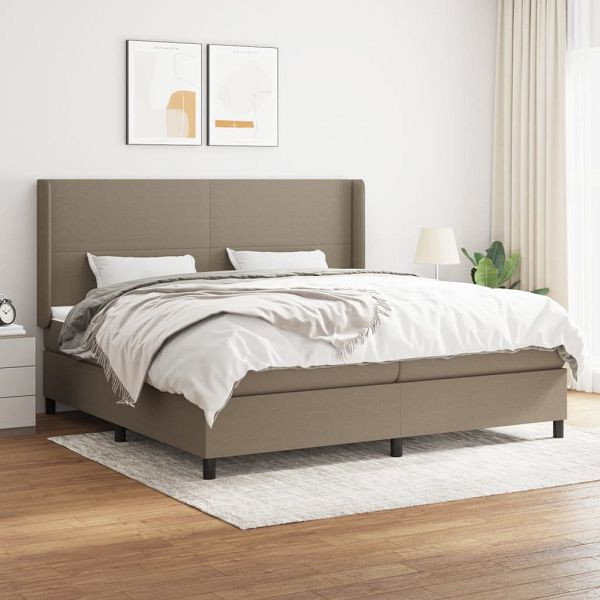 vidaXL Boxspringbett mit Matratze Taupe 200x200 cm Stoff, 3131301
