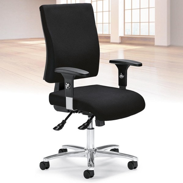 Deskin Bürostuhl COMFORT R DELUXE mit Armlehnen Clean, Schwarz, 460 x 1190 mm, 330448