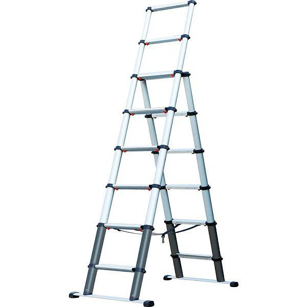 Haupa Aluminium Teleskop Stehleiter 2,3 m, ideal für Transport, 392804
