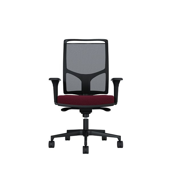 Bisley Bürodrehstuhl Zed, Schwarzes Kunststoff, Höhenverstellbare Armlehnen, Fußkreuz und Armlehnen aus Kunststoff, NE0234 bordeaux, ZEDKSLSNE0234